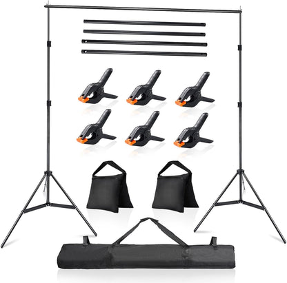 Photo Video Studio 10x7Ft (WxH) Adjustable Background Stand Backdrop Support System Kit with Carry Bag