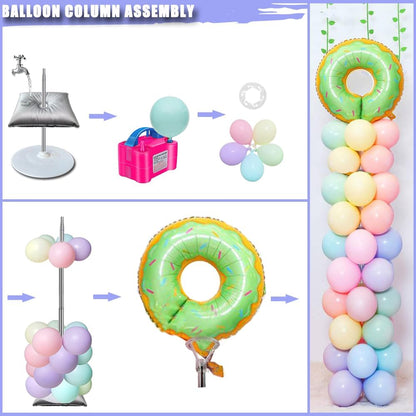 DECOJOY Balloon Column Stand Set of 2, Adjustable 7 Feet Ballon Arch Stands with Bases for Floor, Tall Baloon Tower Pillar Assembly Kit for Halloween, Birthday, Party Decorations