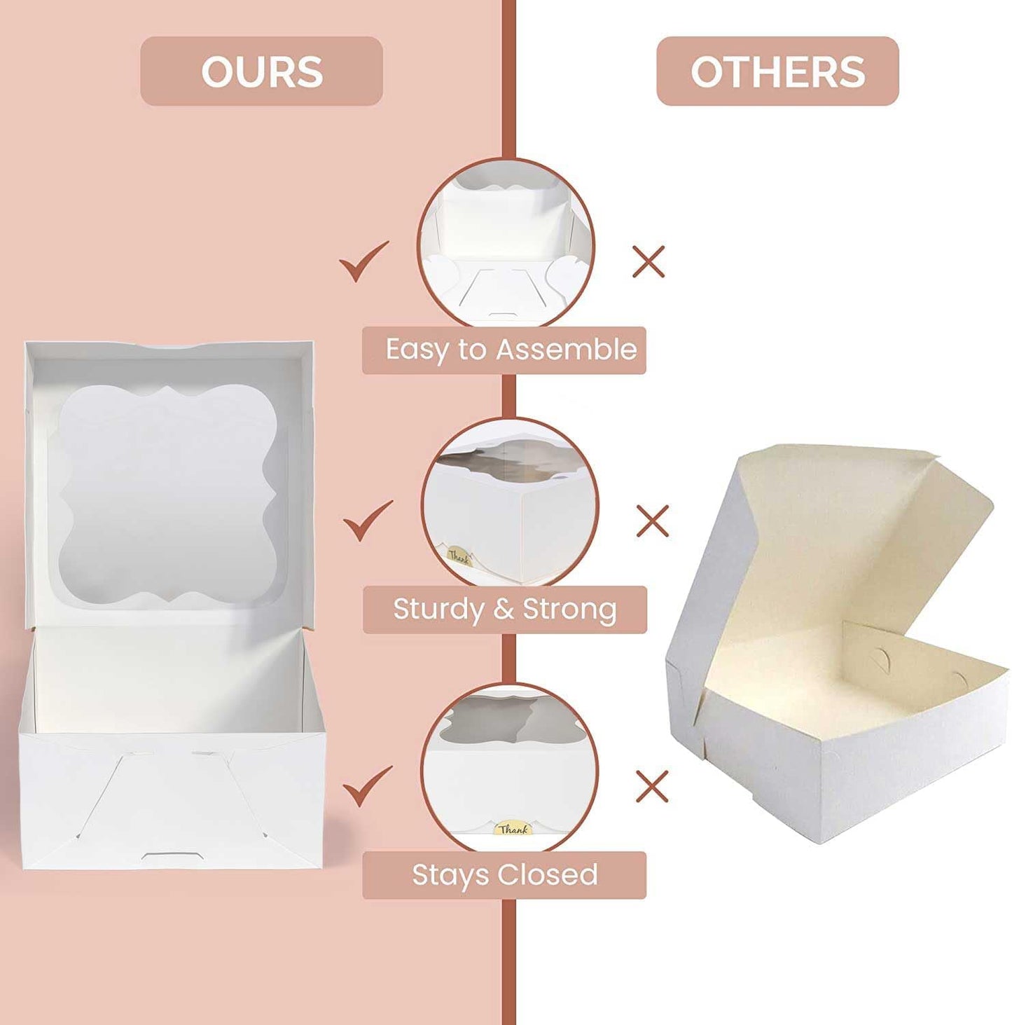 20 Pack Cookie Boxes for Gift Giving – 6X6X3 Inches Bakery Boxes with Window - Extra Thick Small Cookie Containers for Treats, Desserts, Strawberries, Cupcakes, Candy, Charcuterie, Baked Goods, Pastry