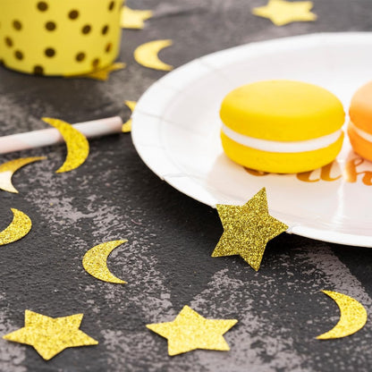 MOWO Glitter Five Stars Confetti Wedding Party Decor and Table Decor, 1.2’’ in Diameter (Glitter Gold,200pc)