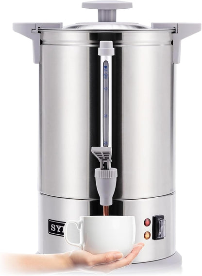 SYBO 6L Commercial Coffee Maker, Stainless Steel Coffee Urn With Cool-Touch Handles, Electric Coffee Pot Hot Beverage Dispenser, Quick-Brewing Coffee Urn, For Events,Party & Catering - 45 Cup
