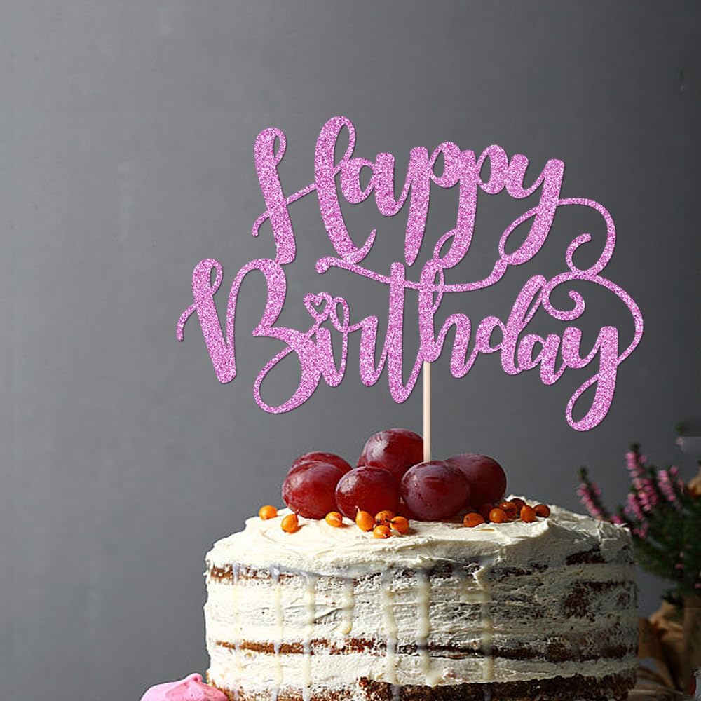 Handmade Glitter Happy Birthday Cake Topper,Birthday Party Cake Decorations, Anniversary/Birthday Party Decoration Supplies (Rainbow)