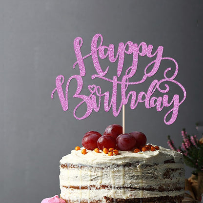 Handmade Glitter Happy Birthday Cake Topper,Birthday Party Cake Decorations, Anniversary/Birthday Party Decoration Supplies (Rainbow)