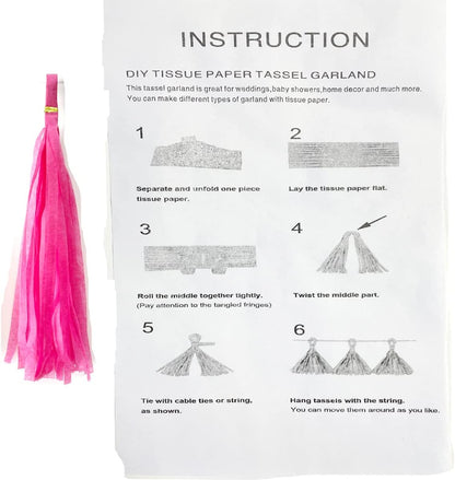Tissue Paper Tassels Paper Tassel Garland Banner Table Decor Party Tassels Banner Wedding Birthday Baby Shower Nursey Party Decorations Supplies (20, Rose Gold+Pink+Rose Red+Lt-Pink)