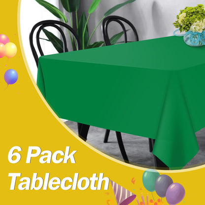 tujol Royal Blue 6 Pack Plastic Table Cloth 54" x 108", Disposable Tablecloths Rectangle Table Cover, Plastic Tablecloths for Parties