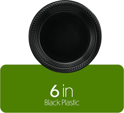 PLASTICPRO 100 PCS Black Plastic Bowls Light Weight 12 oz Plastic Soup Bowls Black Salad Plates Disposable for Party and Wedding