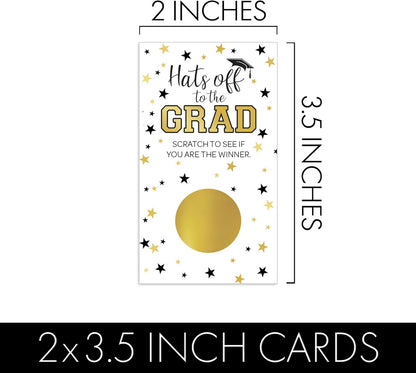 DISTINCTIVS Scratch Off Graduation Party Game, Black and Gold, Graduation Games for Parties Class of 2026, 30 Cards