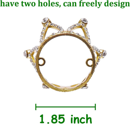 2Pcs Mini Infant Crown Baby Princess Tiara Cake Topper Crystal Rhinestone Small Gold Cupcake Crown for Newborn Photo Prop Royal Prince Themed Birthday Wedding Christmas Party Decorations