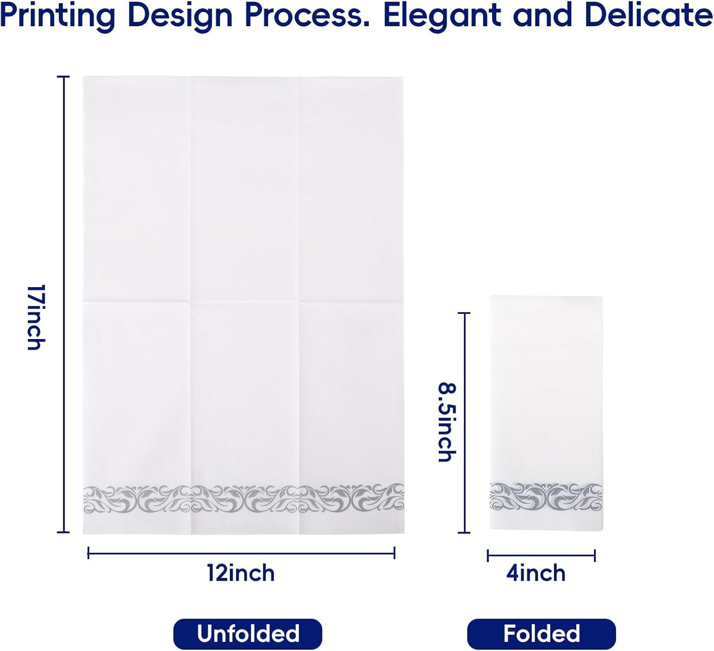 JOLLY CHEF 100 Disposable Hand Towels, Soft and Absorbent Linen Feel Dinner Napkin, Elegant Decorative Paper Guest Towels for Kitchen, Bathroom,Thanksgiving, Weddings,Parties, Gold and White