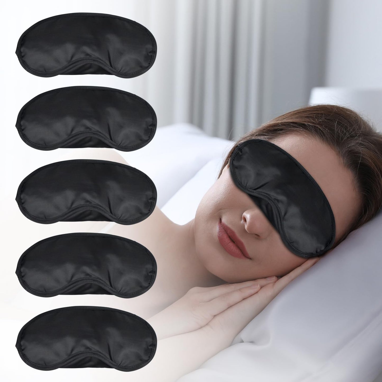 5 Pcs Sleep Mask, Eye Masks for Sleep, with Nose Pad and Elastic Strap for Blind Folds, for Adult Play, Travel Eye Mask, Sleeping, Team Building (Colorful, Medium(3.35x 7.28inch))