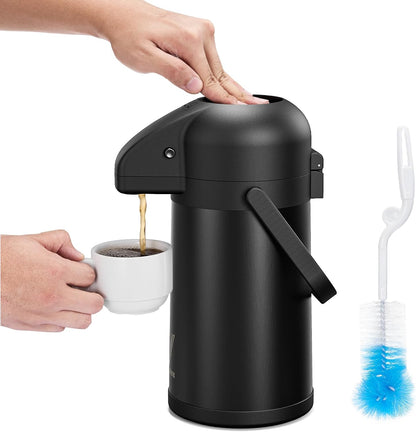 Coffee Carafe for Keeping Hot - 102oz/3L Airpot Coffee Dispenser with Pump - Insulated Stainless Steel Hot Beverage Dispenser for Parties - Thermal Carafe for Hot Drinks Water Tea Chocolate