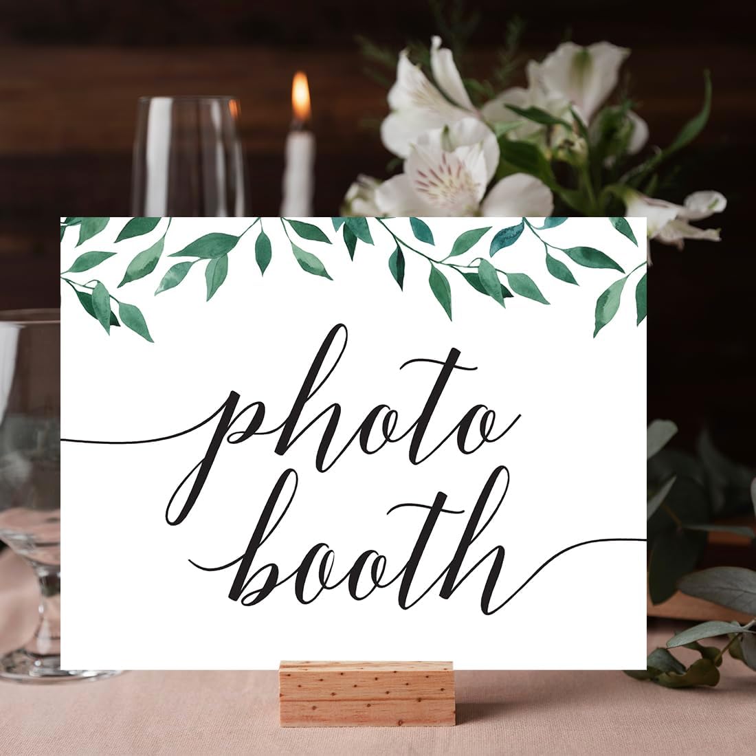 Andaz Press Wedding Party Signs, Natural Greenery Green Leaves, 8.5x11-inch, Bridal Shower Scavenger Hunt, 1-Pack - Colors D