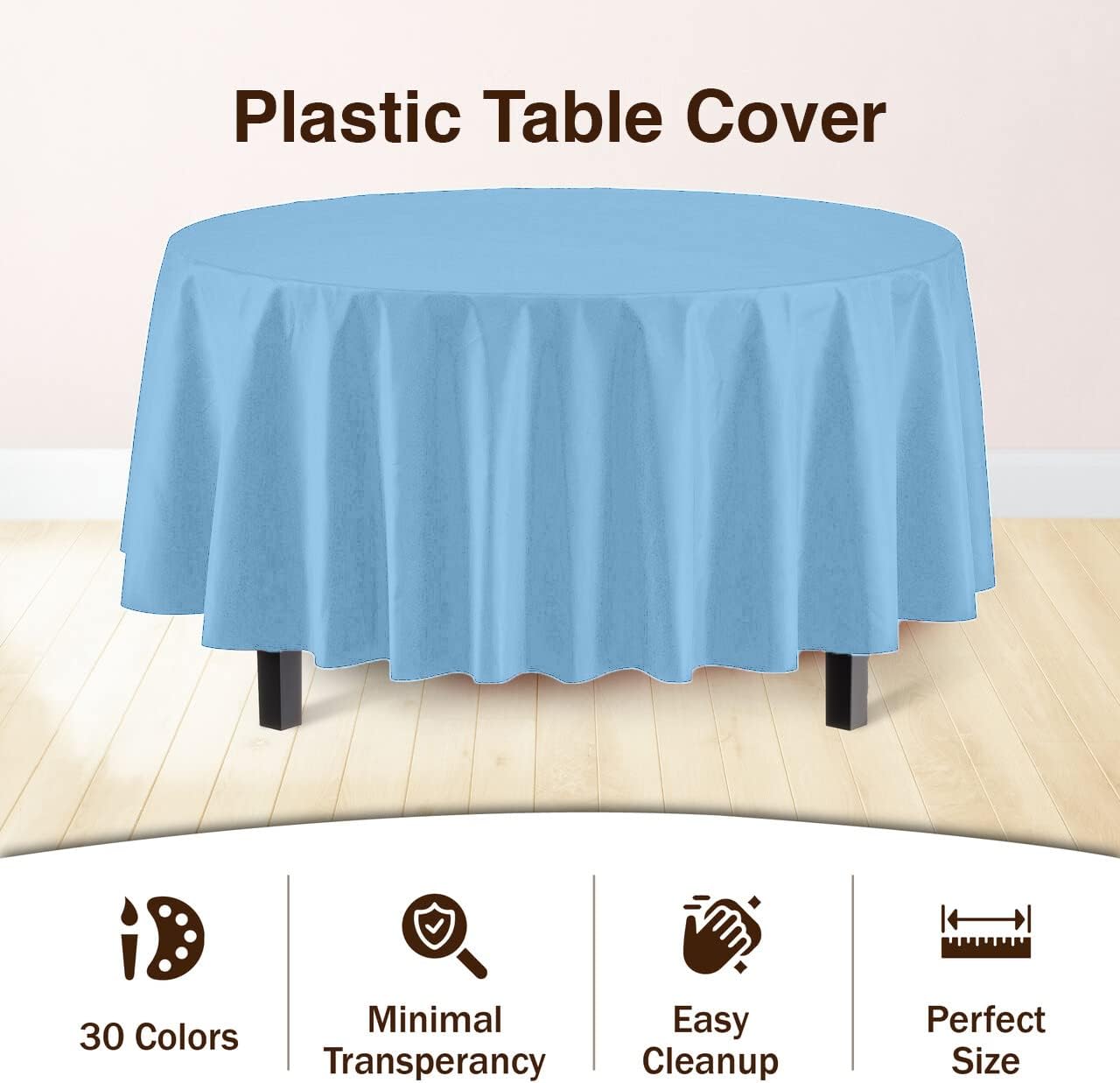 Exquisite Party Solids 6-Pack Premium Plastic Tablecloth 54in. x 108in. Rectangle Plastic Table Cover - Navy