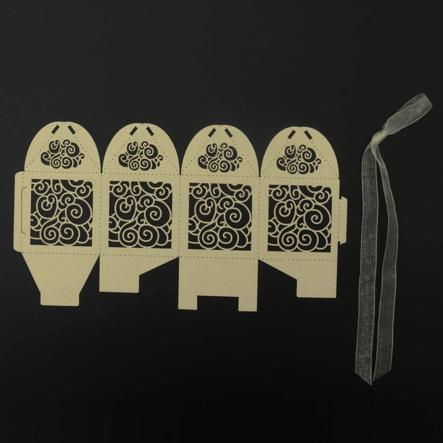 KPOSIYA 100 Pack Wedding Favor Boxes Laser Cut Boxes Party Favor Box Small Gift Boxes Lace Candy Boxes for Wedding Bridal Shower Baby Shower Birthday Party Anniverary with Ribbons (Pink, 100)