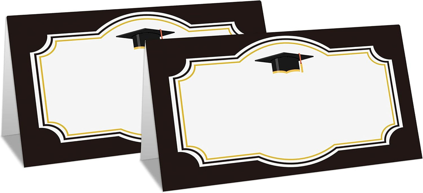 Table Place Card for Graduation Party, 25 Pcs Small Tent Cards Set with Gold Balloons and Graduation Cap Design, Elegant Name Cards Food Lables, Graduation Party Decorations 2022 Supplies(06)