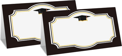 Table Place Card for Graduation Party, 25 Pcs Small Tent Cards Set with Gold Balloons and Graduation Cap Design, Elegant Name Cards Food Lables, Graduation Party Decorations 2022 Supplies(06)