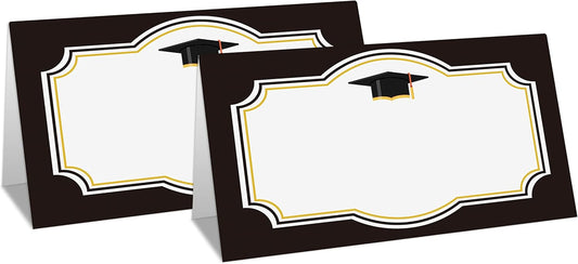 Table Place Card for Graduation Party, 25 Pcs Small Tent Cards Set with Gold Balloons and Graduation Cap Design, Elegant Name Cards Food Lables, Graduation Party Decorations 2022 Supplies(06)