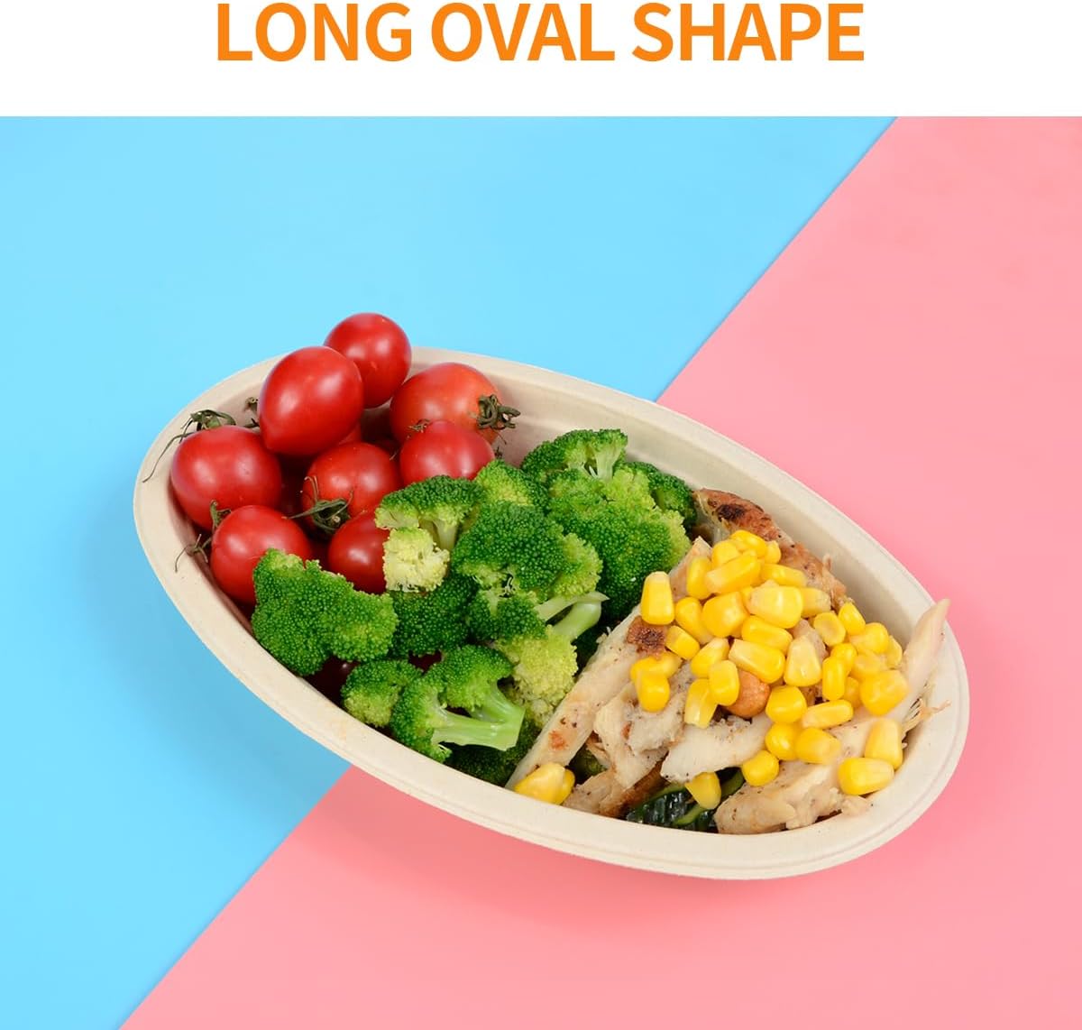 Celel 100 Pack 28 oz Oval Paper Bowls, PFAS-Free Disposable Oval Bowls for Nacho, Burrito, Taco Salads and Baked Potato, Mexican Party and Taco Bar Supplies