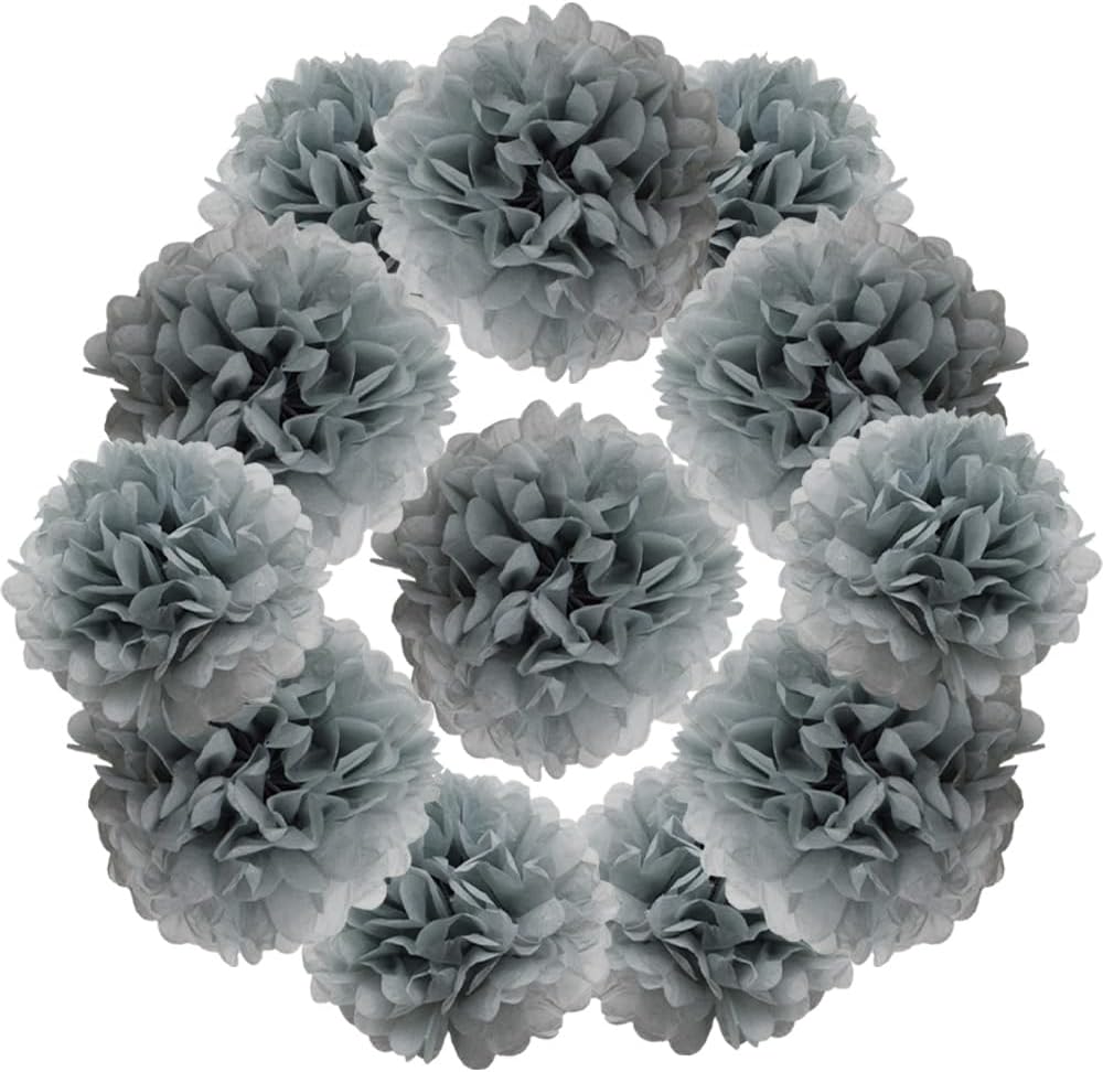 Yosawa 12 Pcs Tissue Paper Pom Poms Flowers,10''12''Paper Flower Party Decorations for Wedding Birthday Baby Shower Baby Girl Room Nursery Decoration（Sky Blue/ZH）