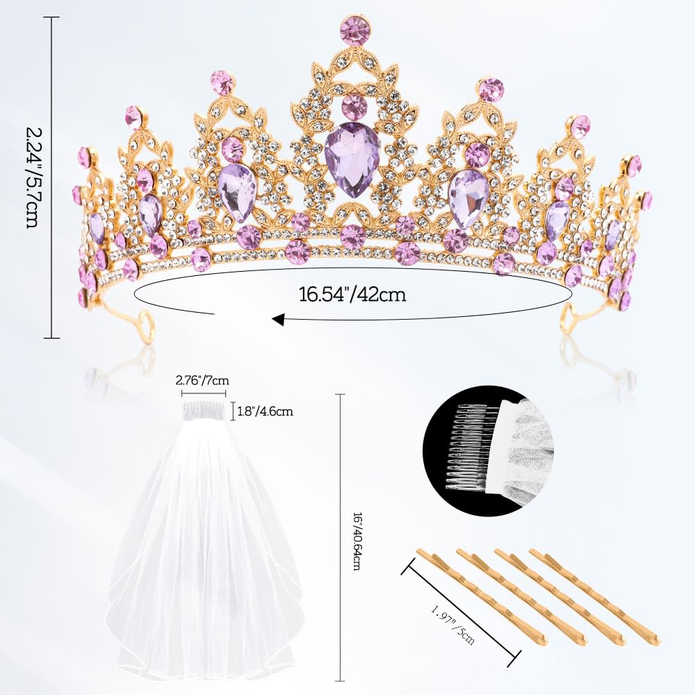 Silver Birthday Crown Headband with Sash for Women - Rhinestone Tiara for Birthday Parties