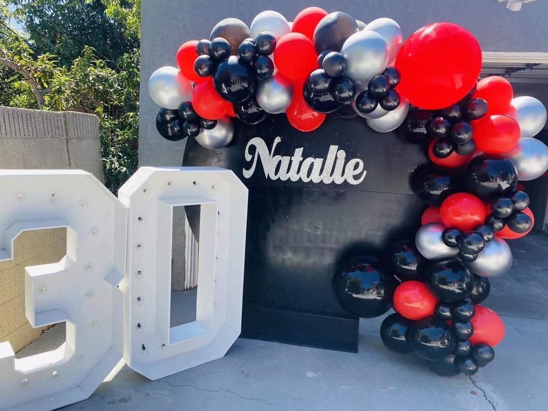 153Pcs Black and Silver White Balloon Garland Arch Kit with Stars, 22 18 12 10 5 inch Disco Ball Balloons Black White Metallic Silver Confetti Balloon for Birthday Graduation Party Decorations