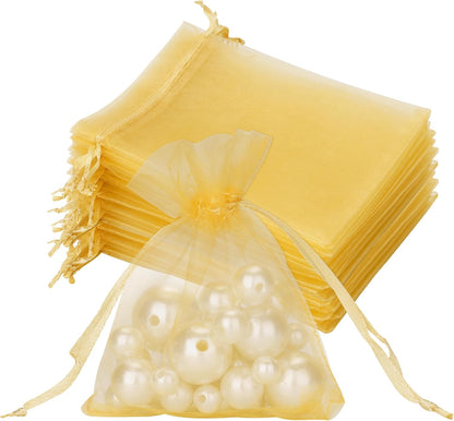 joycraft 50Pcs Organza Bags, 2x3 inch Gift Favor Bags, White Wedding Favor Bags, Jewelry Pouches with Drawstring, Mesh Bags Drawstring for Jewelry, Festival, Makeup, Candy, Desserts