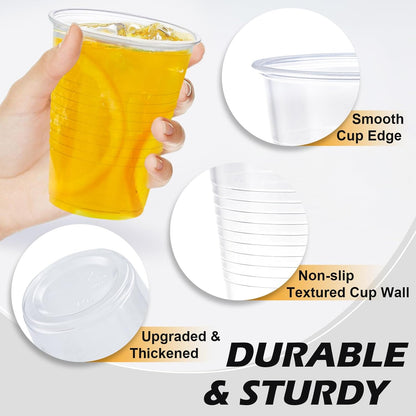Clawsoff 500 Pack 9 oz Plastic Cups, Disposable Drinking Cups, Water Cups Plastic Clear Cups for Party, Wedding, Graduation, Travel, Holiday, Events, Birthday,Cold,Hot