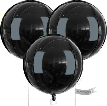 PartyWoo Metallic Gold Foil Balloons 20pcs Different Sizes Pack of 22 15 10 Inch Large Round Foil 4D Inflatable Mirror Ball Mylar Balloons for Graduation Birthday Baby Shower Party Decorations
