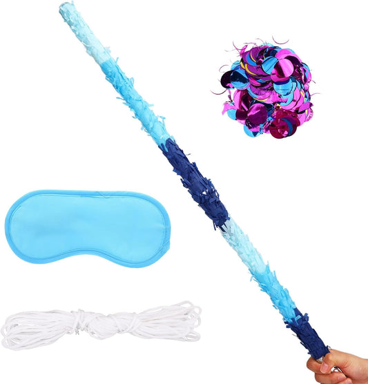 2pcs 76cm/29.92in Pinata Sticks, Include Blindfold, Rope and Confetti, Unbreakable Pinata Stick Accessories for Kids Adults Can Have Fun at Any Party (Blue)