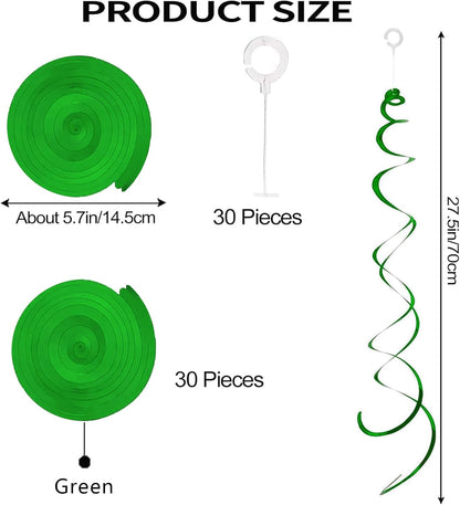30 Pieces Hanging Swirl Party Decorations Foil Decorations Ceiling Swirl Spiral Hanging Plastic Streamer for Ceiling Birthday Graduation Wedding Celebration Baby Shower Party Supply (Black)