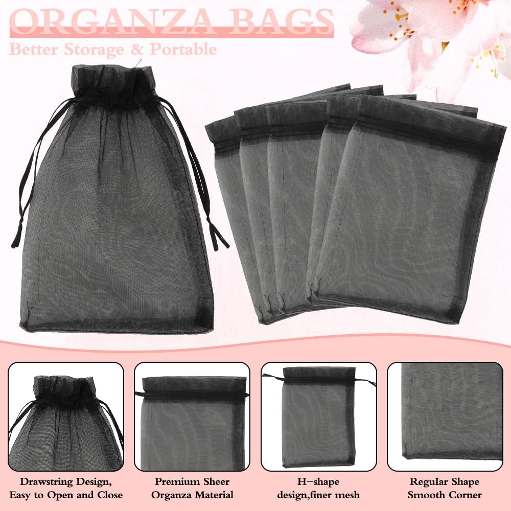 Organza Bags, Organza Bags 5 x 7 Inch, 50 Pcs White Sheer Party Favor Mesh Bag with Drawstring, Small Jewelry Gift Candy Bag for Wedding Christmas Birthday Halloween Graduation Party Favors Supplies