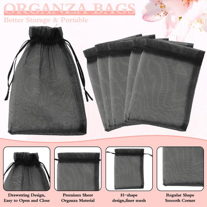 Organza Bags, Organza Bags 5 x 7 Inch, 50 Pcs White Sheer Party Favor Mesh Bag with Drawstring, Small Jewelry Gift Candy Bag for Wedding Christmas Birthday Halloween Graduation Party Favors Supplies