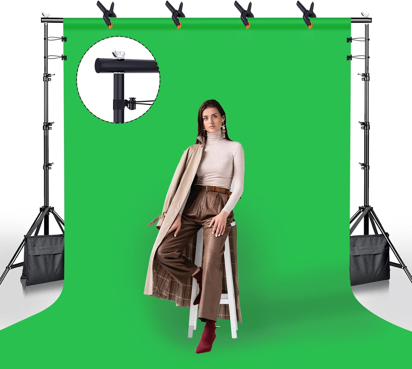 BEIYANG 6.5x6.5 FT Backdrop Stand, Adjustable Photo Background Stand Support kit with Carry Bag for Parties, Decoration, Wedding, Photo Video Studio Shooting