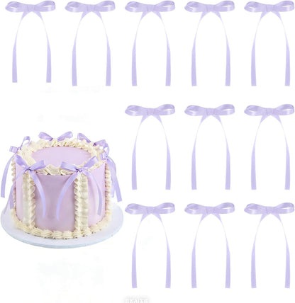 30 Pack Bow Cake Toppers Pink Ribbons Bows for Cake Coquette Themed Bow Cupcake Toppers Pink Bow Birthday Decorations for Baby Shower, Birthday, Wedding, Bachelorette, Mothers Day Decorations