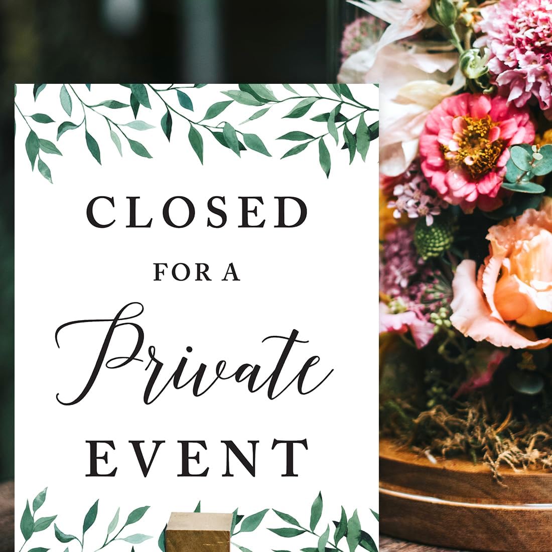 Andaz Press Wedding Party Signs, Natural Greenery Green Leaves, 8.5x11-inch, Bridal Shower Scavenger Hunt, 1-Pack - Colors B
