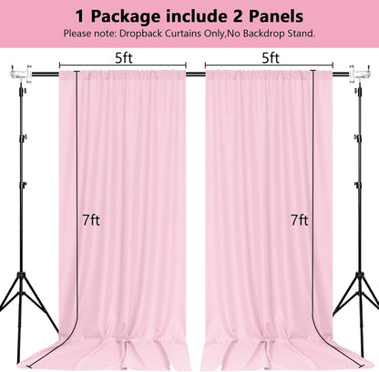 MEETSKY Black Backdrop Curtains for Parties - 10ft x 8ft Party Photo Background Curtain Rod Pocket Fabric Drapes Panels for Boys Birthday Holiday Home Halloween Decoration, 5ft x 8ft, 2 Panels
