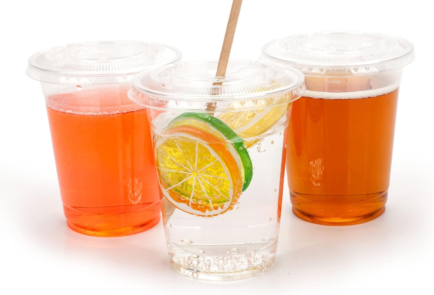 Golden Apple Cup series, 9oz Clear Plastic cups with Flat lids no hole 50sets