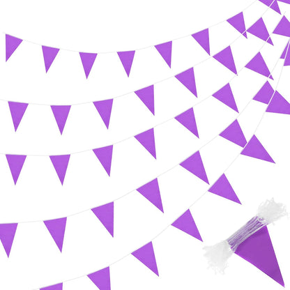 Tatuo 200 Feet Solid Pennant Banners Flags String Triangle Hanging DIY Bunting Flags Party Decorations for Grand Opening Party Banners for Kids Birthday, Shops (White)