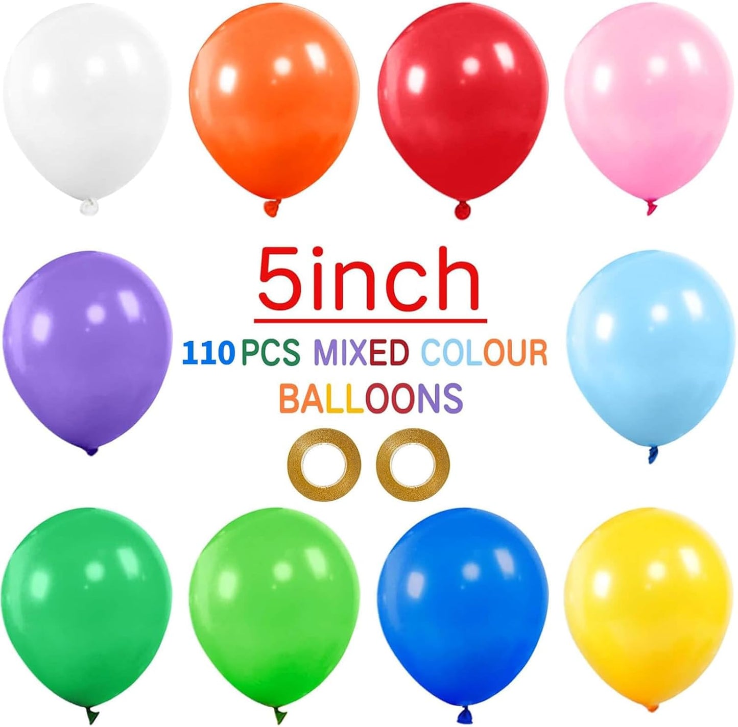 110pcs Black Balloon 12 inch, Black Latex Balloons for Birthday Party Baby Shower Wedding(with 2 Ribbons). - Colors B