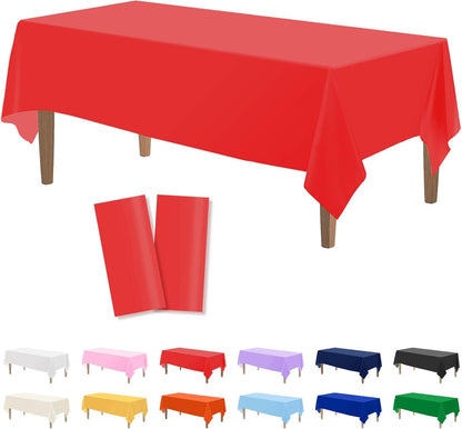 Kopokita 2PCS Black Plastic Tablecloths 54 x 108 Inch, Disposable Table Cloths Rectangle Party Table Covers