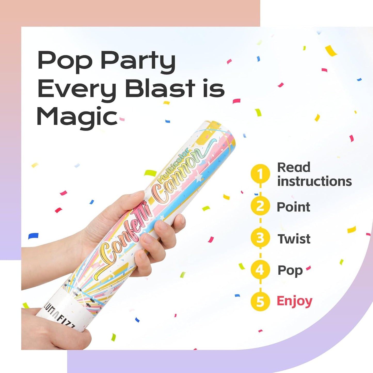 12 Inch Confetti Biodegradable [6 Pack] Confetti Cannons | Multicolor Confetti Poppers for Wedding,Birthday PartyChristmas Eve and New Year Give a Gift