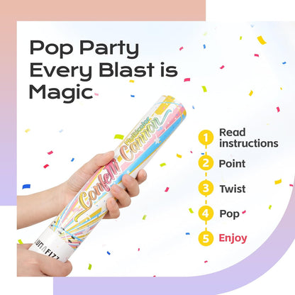 12 Inch Confetti Biodegradable [6 Pack] Confetti Cannons | Multicolor Confetti Poppers for Wedding,Birthday PartyChristmas Eve and New Year Give a Gift