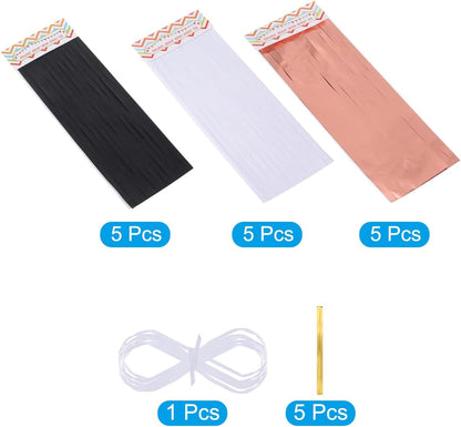 MECCANIXITY 15Pcs Light Blue Tassel Garland Banner with Rope Tissue Paper Tassels Party DIY Kits for Anniversary Wedding Birthday Party