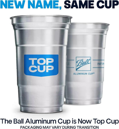 Top Cup – 16 Ounce, 30 Count, Reusable Aluminum Party Cups | Cold-Holding, Recyclable, Made in USA