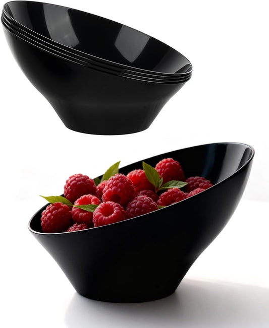 BESTVIP 54oz Clear Plastic Serving Bowls for Party - 12 Pack Angled Disposable Serving Bowls, Party for Chips, Snacks, Fruit, Salad - Bowls for Parties, Daily Use, Catering, Christmas