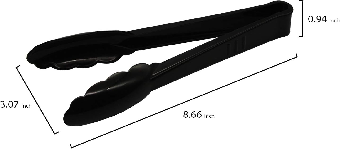 Party Essentials 6.5" Plastic Serving Tongs, 8-Count, Black
