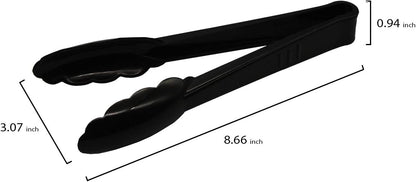 Party Essentials 6.5" Plastic Serving Tongs, 8-Count, Black