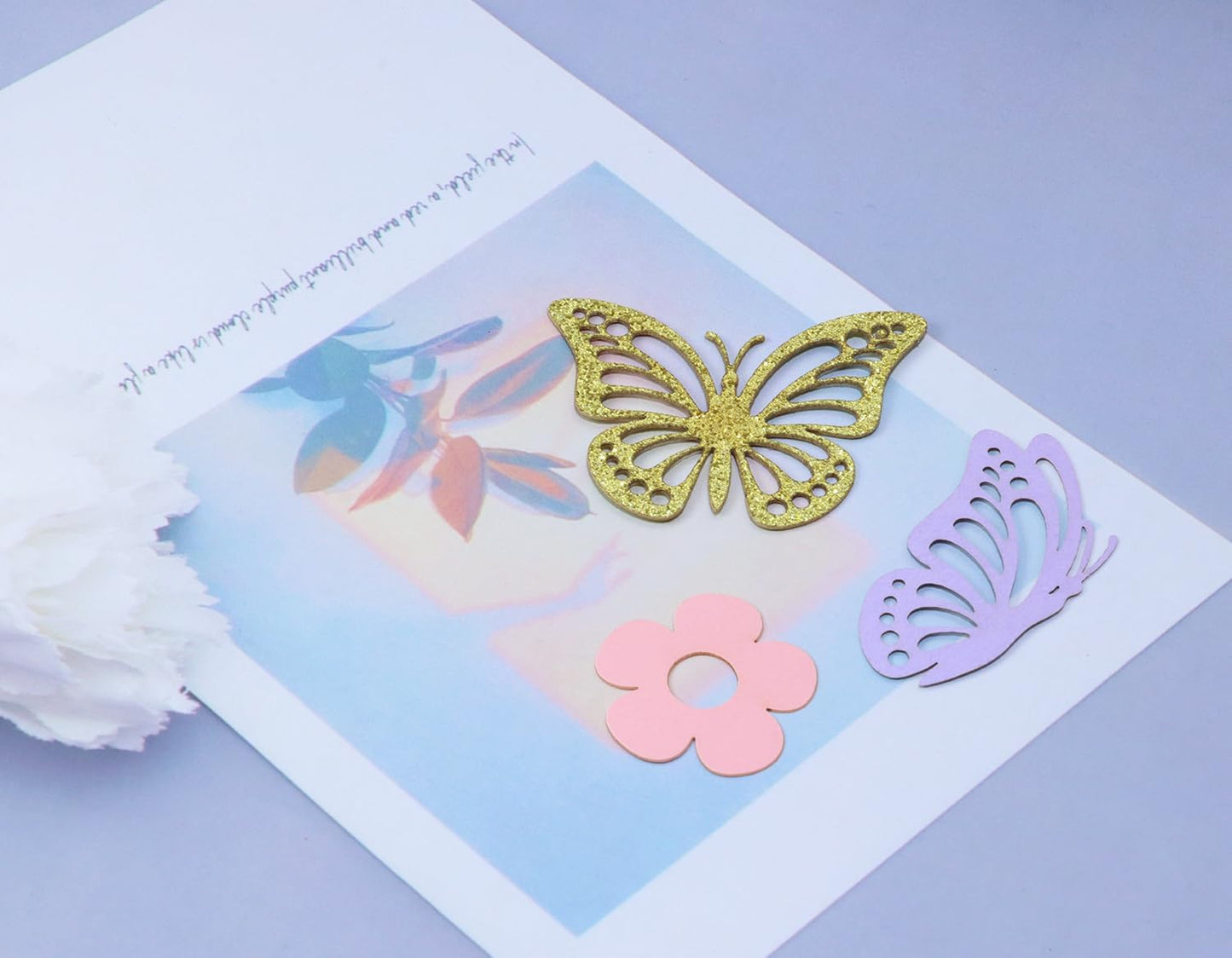 ONLYKXY 13g Butterfly Flower Table Confetti Decor Glitter Butterfly Decoration for Birthday Wedding Theme Thanks Giving Party Valentine's Mother's Day Scatter Bless Confetti (Glitter Gold)