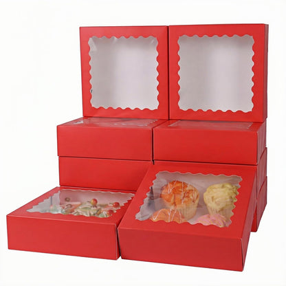 24 pcs12x12x3 Inch Bakery Boxes with Window, White 12 inch Cake Pastry large Pie Cookie Box for Dessert,strawberry,Chocolates Boxes