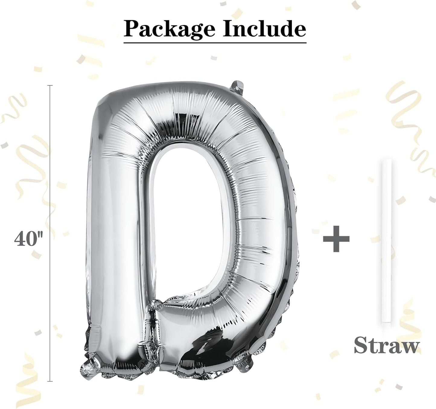 40 inch Silver Letter A Balloon, Big Size Alphabet Foil Mylar Helium Balloons for Birthday Party Celebration Wedding Anniversary Baby Shower Decorations Supplies Alphabet A